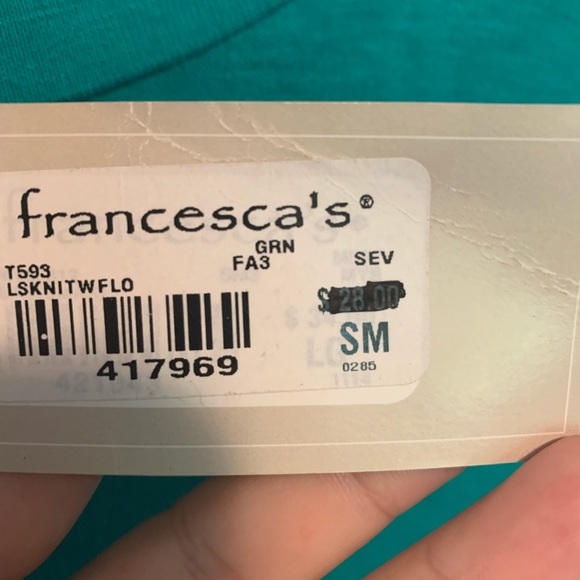 NWT Buttons Francescas Teal Lace Long Sleeve Top S - Picture 8 of 9